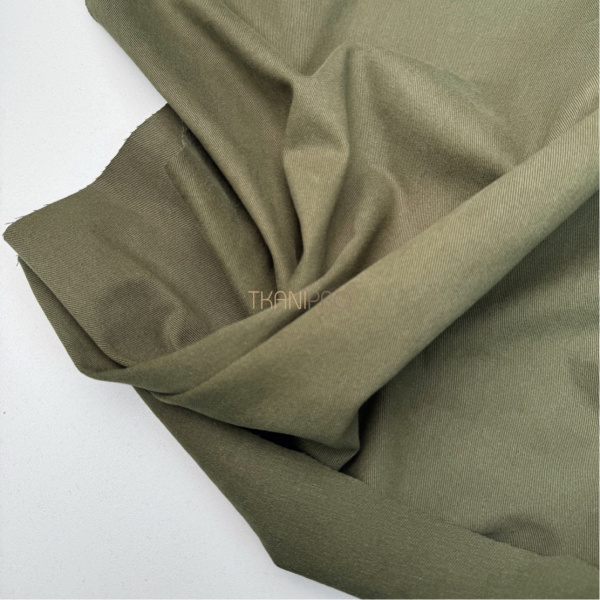 Хлопок твил плотный  цвет хаки, арт. IKM3004-4