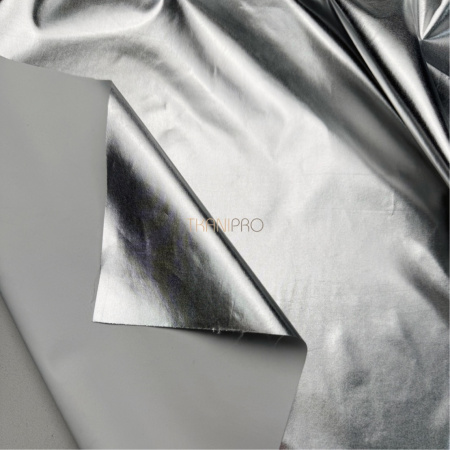 Ткань плащевая фольгированная цвет серебро, арт. PL4136-1
