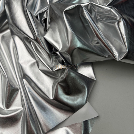 Ткань плащевая фольгированная цвет серебро, арт. PL4136-1