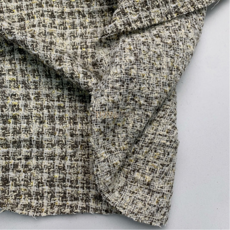 Букле с люрексом цвет коричневый бежевый и молочный, арт. CT1724-1