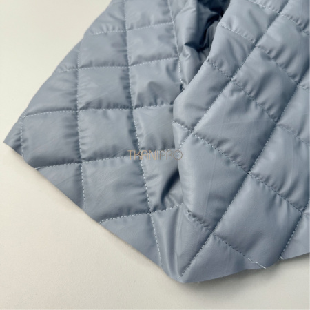 Стеганая кожа на синтепоне цвет голубой Ромб 5*5, арт. PS0220-2