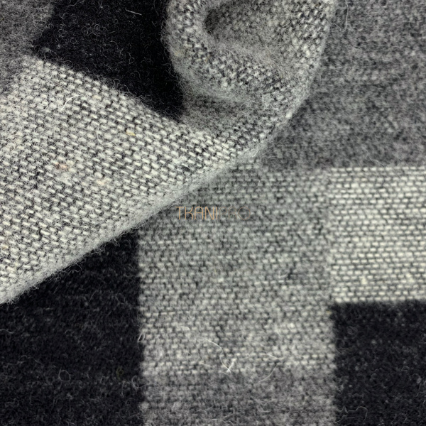 Пальтовая шерсть в клетку, арт. IW1018-11 цвет черный и серый