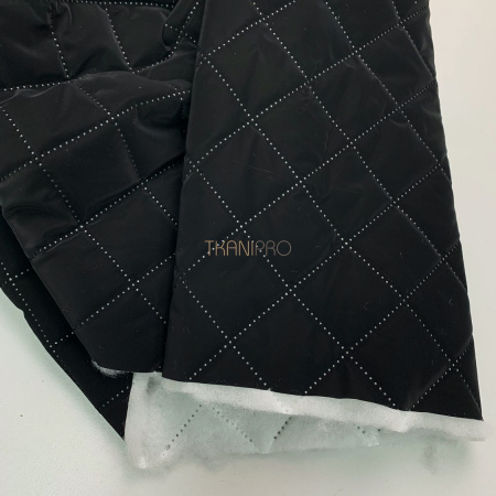 Стеганая ткань курточная Ромб 5*5 цвет черный, арт. PS7337-1