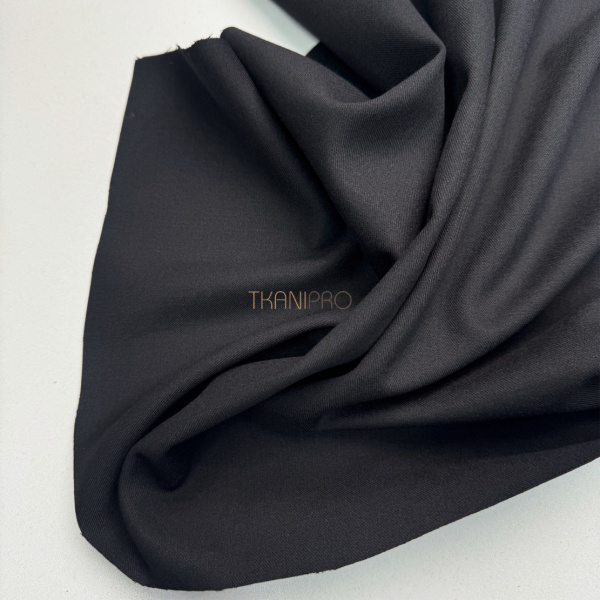 Костюмный твил с хлопком стрейч цвет черный, арт. KL3101-19