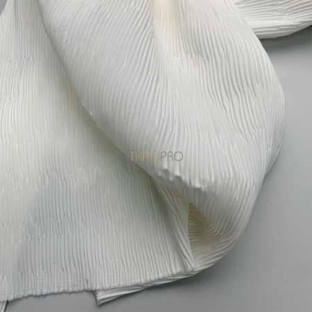 Ткань плиссе жатка костюмная цвет молочный, арт. PLS2919-3