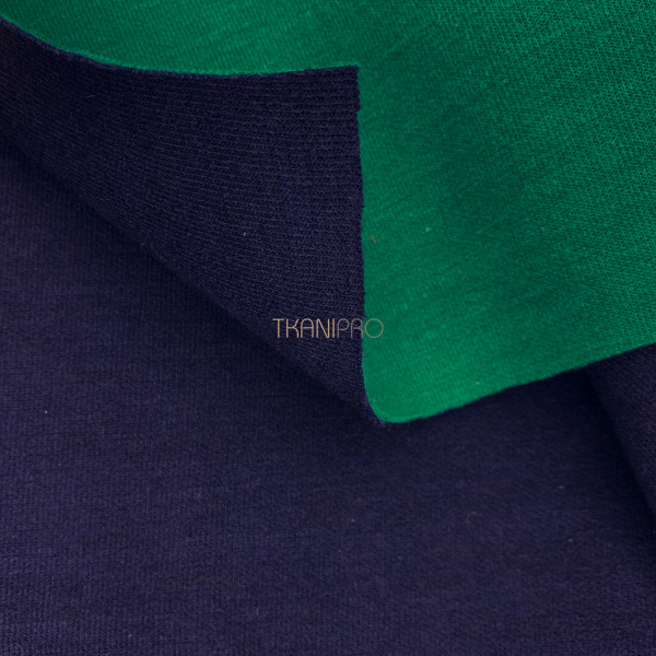 Пальтовый трикотаж двухсторонний, арт. D2N2018-3 цвет зеленый и темный синий