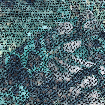 Кружево на сетке цвет зеленый и серый, арт. XK1200-1