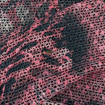 Кружево на сетке цвет розовый и серый, арт. XK1200-3