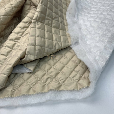 Стеганая ткань на синтепоне Ромбик цвет бежевый оливковый, арт. PS2282-9