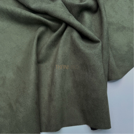 Замша на трикотажной основе цвет хаки, арт. M1355-7