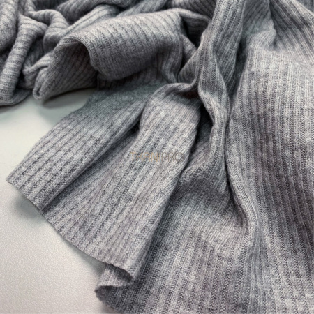 Трикотаж в рубчик цвет серый меланж, арт. WD3105-13