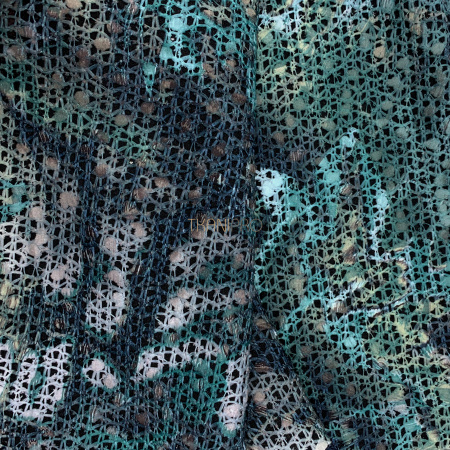 Кружево на сетке цвет зеленый и серый, арт. XK1200-1