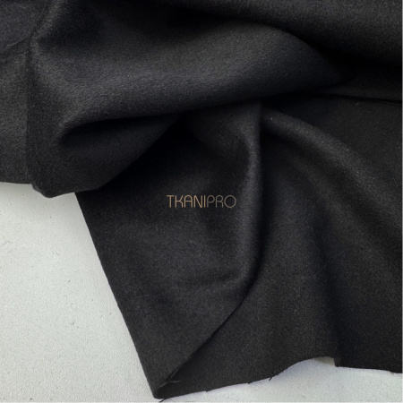 Пальтовая ткань с шерстью цвет черный, арт. IKC3012-11