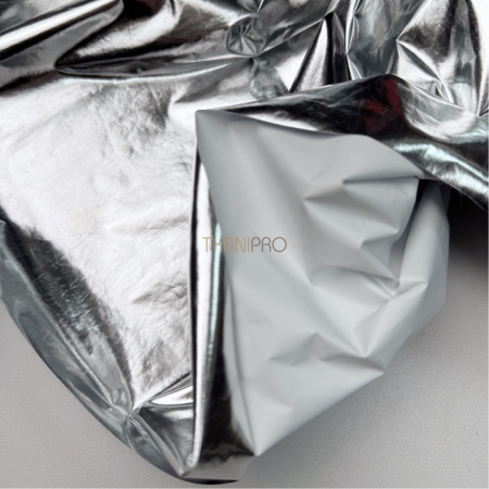 Ткань плащевая фольгированная цвет серебро, арт. PL4137-1