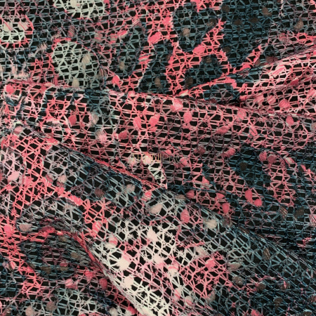 Кружево на сетке цвет розовый и серый, арт. XK1200-3