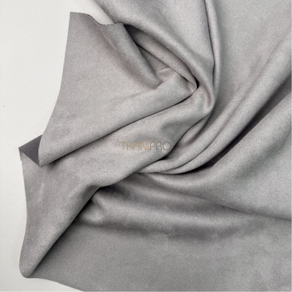 Замша на трикотажной основе  цвет серый, арт. M1344-17