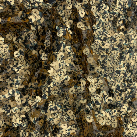 Пайетки на сетке, арт. Y2474 цвет золото, бронза и черный