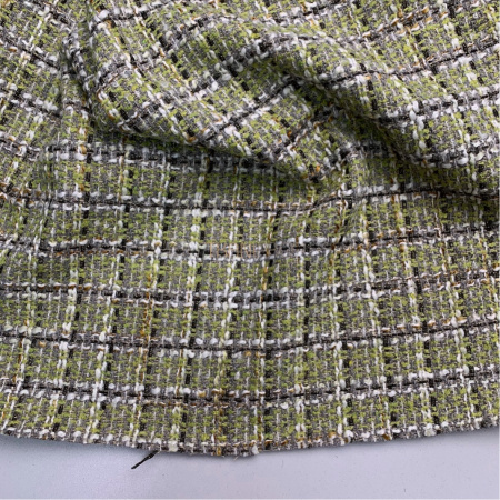 Твид с люрексом цвет салатовый и серый, арт. CT1725-1