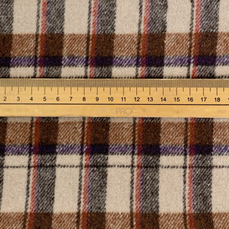 Костюмная ткань клетка, арт. KP4431-1 цвет бежевый, коричневый, кирпичный и фиолетовый
