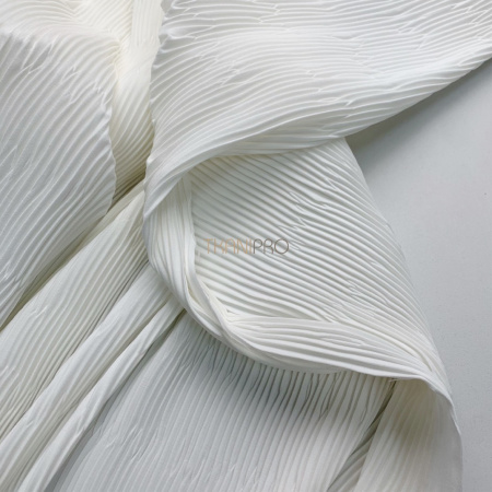 Ткань плиссе жатка костюмная цвет молочный, арт. PLS2919-3