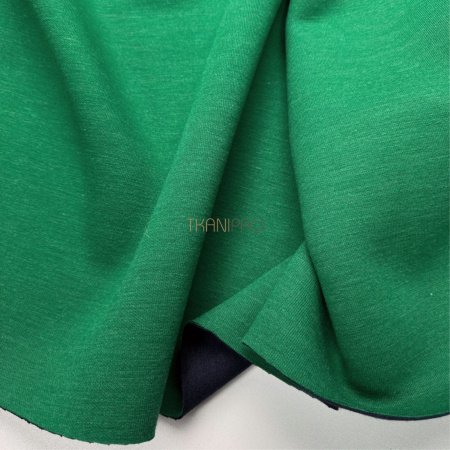 Трикотаж двухсторонний цвет зеленый и темный синий, арт. D2N2018-3