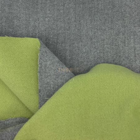 Пальтовая ткань двухсторонняя, арт. KC15D-2 цвет салатовый и серый меланж