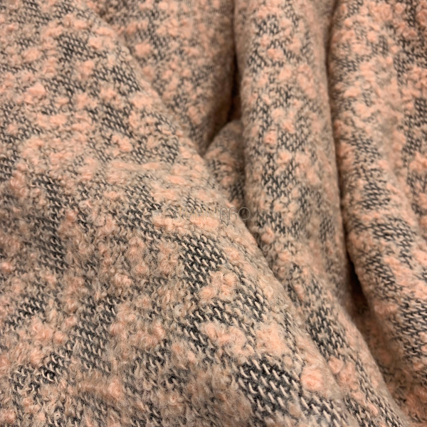 Пальтовая шерсть букле, арт. W1416-1 цвет персиковый  и черный