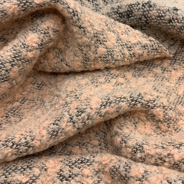 Пальтовая шерсть букле, арт. W1416-1 цвет персиковый  и черный