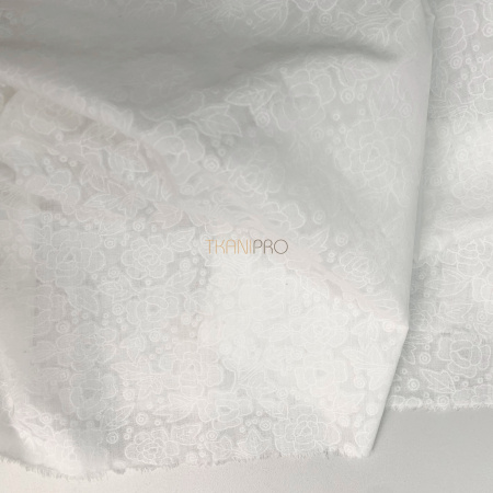 Батист с нанесением, арт. TA2024-2 цвет белый молочный