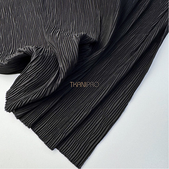 Ткань гофре жатка костюмная цвет черный, арт. PLS2919-15