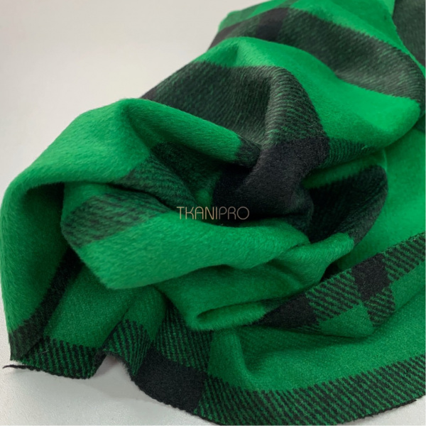 Пальтовая ткань сукно клетка, арт. KP6125-9 цвет зеленый и черный