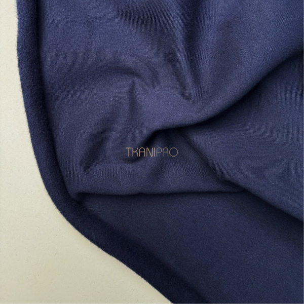 Ткань футер 3-х нитка с начесом цвет синий, арт. DF2060-12