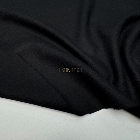 Костюмная ткань диагональ с шерстью цвет черный, арт. IKC3013-111