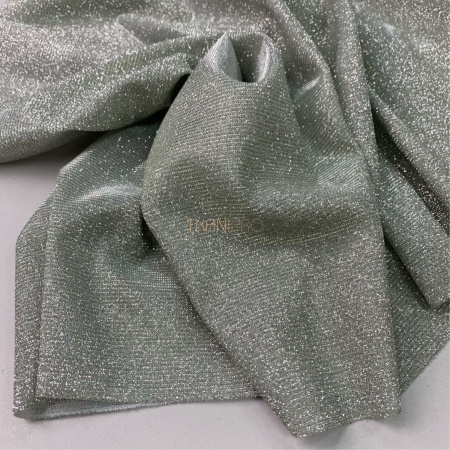 Трикотаж с глиттером, арт. DL5036-2 цвет шалфейный и серебро