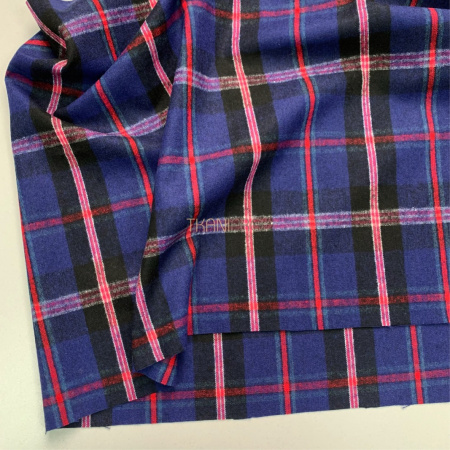 Костюмная фланель цвет синий, черный и розовый, арт. KF3356-4