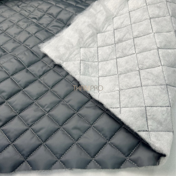 Стеганая ткань на синтепоне цвет серый и мокрый асфальт, арт. PS2285-73