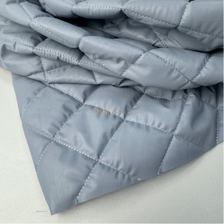 Стеганая кожа на синтепоне цвет голубой Ромб 5*5, арт. PS0220-2