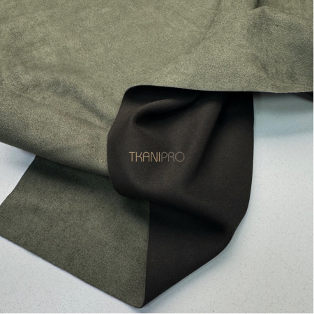 Замша на трикотажной основе  цвет хаки, арт. M1344-14