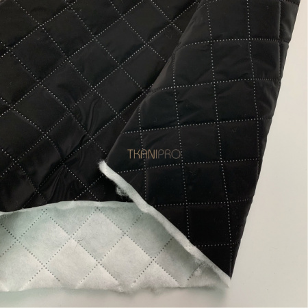 Стеганая ткань курточная Ромб 5*5 цвет черный, арт. PS7337-1