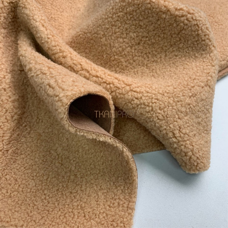 Ткань мех барашек на замше, арт. W2KV1002-1 цвет песочный бежевый