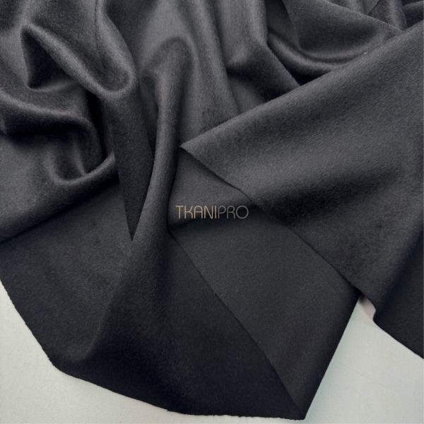 Ткань пальтовая шерстяная с ворсом цвет черный, арт. IKC3110-3