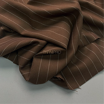 Костюмная плотная ткань в полоску цвет темно бежевый, арт. KD2073-2