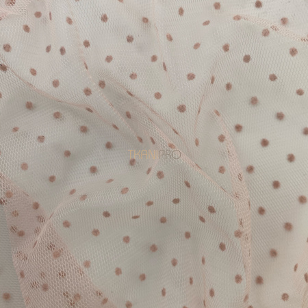 Сетка горох с флок нанесением, арт. XK2025-3 цвет пыльная роза Сетка горох с флок нанесением, арт. XK2025-3 цвет пыльная роза