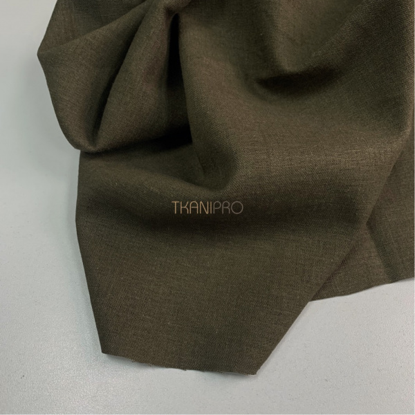 Ткань лён с вискозой цвет болотный хаки, арт. L2150-26