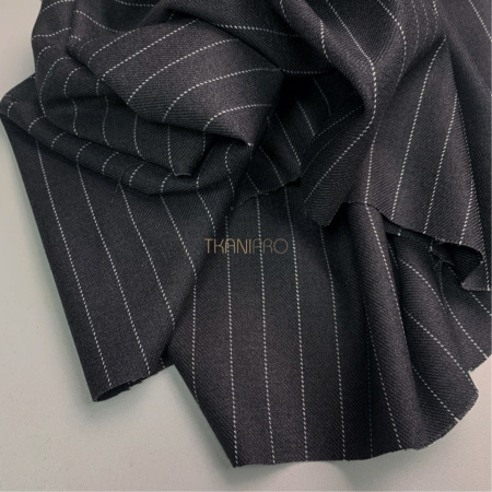 Костюмная плотная ткань в полоску цвет серый меланж, арт. KD2074-1