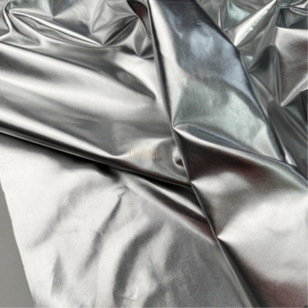 Ткань плащевая фольгированная цвет серебро, арт. PL4136-1