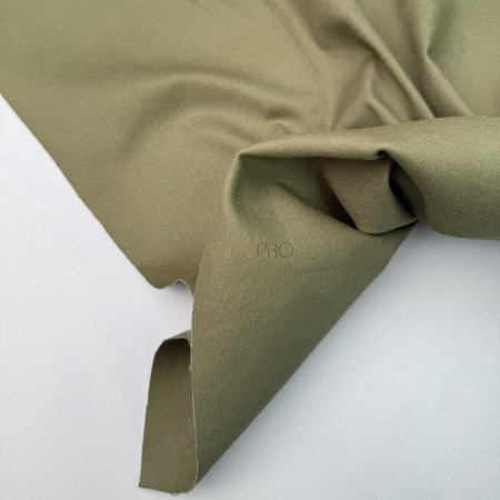 Хлопок твил стрейч цвет хаки, арт. IKM4002-14