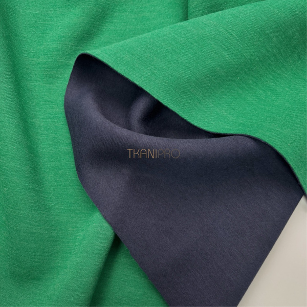 Трикотаж двухсторонний цвет зеленый и темный синий, арт. D2N2018-3