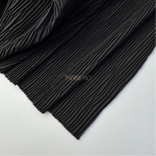 Ткань гофре жатка костюмная цвет черный, арт. PLS2919-15