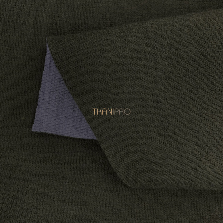 Пальтовый трикотаж двухсторонний, арт. D2N2018-4 цвет болотный и серый меланж